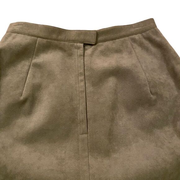 EUC Vintage Khaki Olympic Brand Ultra Suede Midi Skirt - Picture 6 of 9
